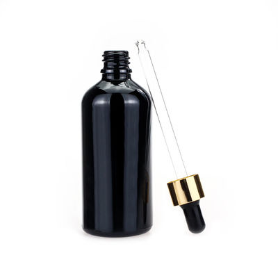 ब्लैक ग्लास ड्रॉपर 100 मिलीलीटर पिपेट बोतल अनुकूलित कॉस्मेटिक बोतल