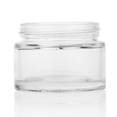गोल 15g-100g क्रीम ग्लास जार पारदर्शी त्वचा देखभाल पैकेजिंग