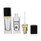 30ml Foundation Lotion Glass Bottles Square Shape Thick Bottom And Golden Pump