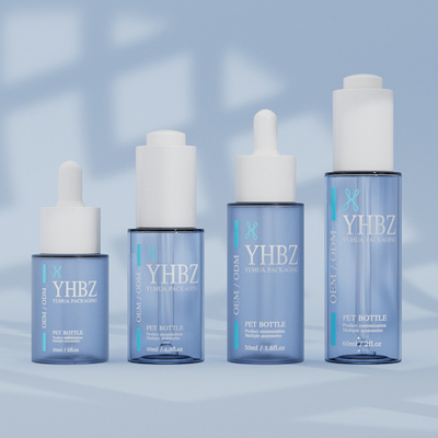 त्वचा देखभाल पैकेजिंग के लिए 30ml 40ml 50ml 60ml पालतू जानवरों के लिए प्लास्टिक सीरम ड्रिपर बोतलें