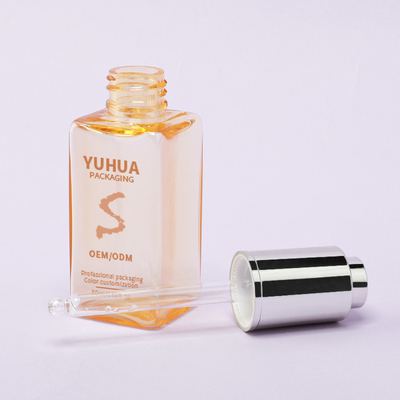 कस्टम लोगो प्लास्टिक स्क्वायर ड्रॉपर बोतल एसेंस ऑयल सीरम बोतल अनुकूलित लोगो स्किनकेयर के लिए