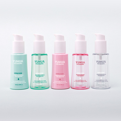 प्लास्टिक फेशियल बॉडी लोशन पंप बोतल 50 मिलीलीटर कॉनिकल ऑयल सीरम बोतल प्रभावी स्किनकेयर समाधान के लिए