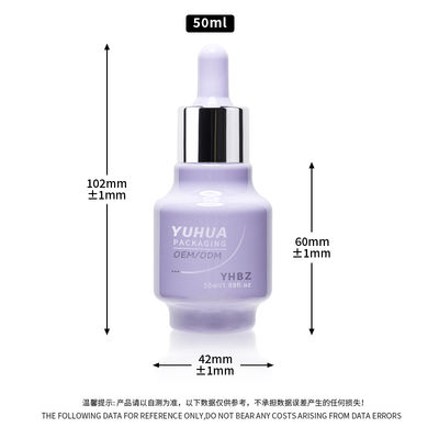 50ml क्षमता सीरम ड्रॉपर बोतलें अनुकूलित सिल्क स्क्रीन/हॉट स्टैम्पिंग/लेबलिंग प्रिंटिंग के साथ, समय 15-20 दिन