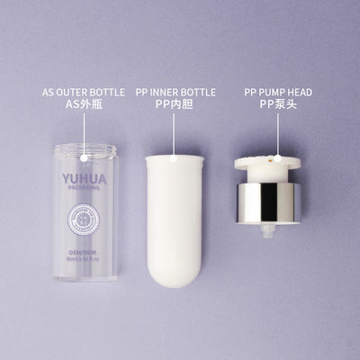 Custom 30ml 50ml PP Material Airless Pump Bottle for Face Cream and Serum Lotion Refillable Double Wall Design