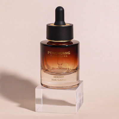 कस्टम स्किनकेयर आवश्यकताओं के लिए पारदर्शी ग्लास सीरम ड्रिपर बोतलें