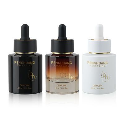 ग्राहक आवश्यकताओं के अनुसार अनुकूलित लोगो के साथ गोल ग्लास ड्रॉपर बोतल