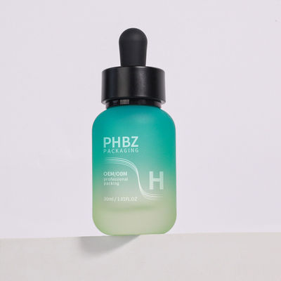 ग्राहक की आवश्यकताओं के अनुसार सीरम ड्रॉपर बोतलें 30ml ग्लास राउंड मैट ड्रॉपर बोतल कैप टाइप टिकाऊ और पैकेजिंग विकल्प