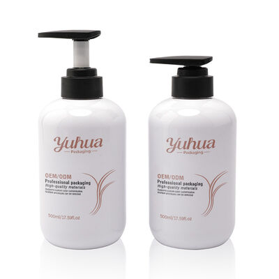 सौंदर्य प्रसाधनों में टिकाऊ पैकेजिंग पहल का समर्थन करने वाली पुनर्नवीनीकरण योग्य सामग्री से बनी 500 मिलीलीटर गोल पीईटी कॉस्मेटिक बोतल