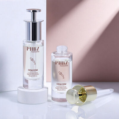 Cylinder Serum Dropper Bottles Featuring Glass Collar Material Custom Color Variants Ideal for Skincare Product Packaging