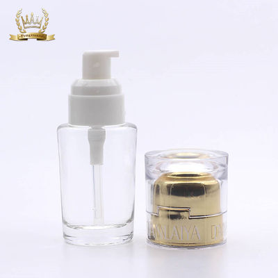 Free Samples Cosmetics Packaging 35ml Acrylic Cover Clear Liquid Foundation Bottle