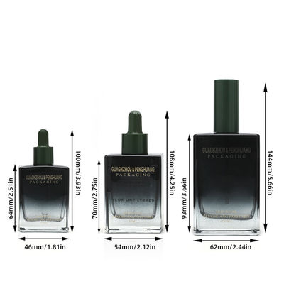 कॉस्मेटिक 30ml 50ml 100ml खाली ब्लैक स्क्वायर लक्ज़री सीरम ग्लास आवश्यक तेल ड्रॉपर बोतल