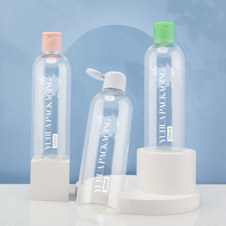 Customized Logo 250ml Plastic Flip Cap Bottles For Shampoo Conditioner