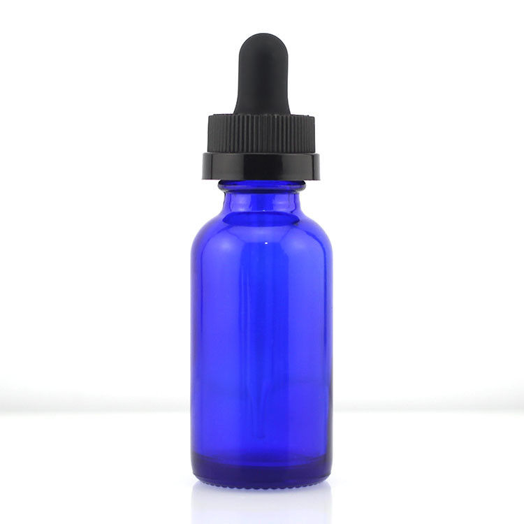 त्वचा देखभाल उत्पादों के लिए ब्लू ग्लास 1 ऑउंस बोस्टन गोल बोतलें 30 मि.ली
