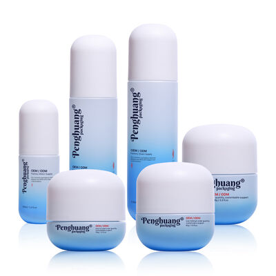 सिल्क स्क्रीन प्रिंटिंग सतह हैंडलिंग के साथ ग्लास कॉस्मेटिक पैकेजिंग सेट, कस्टम लोगो और रंग वैयक्तिकरण के साथ