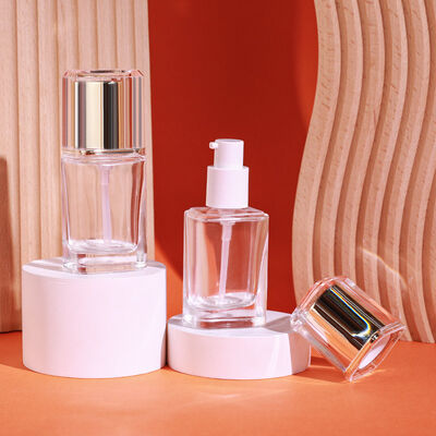 तरल नींव बोतलें ग्लास कॉस्मेटिक पैकेजिंग सेट 30 मिलीलीटर क्षमता अनुकूलन मुद्रण और टिकाऊ लीक सबूत डिजाइन के साथ