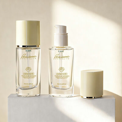 तरल नींव बोतलें ग्लास कॉस्मेटिक पैकेजिंग सेट 30 मिलीलीटर क्षमता अनुकूलन मुद्रण और टिकाऊ लीक सबूत डिजाइन के साथ