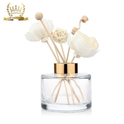 कैप के साथ सजावटी 200 मिलीलीटर डिफ्यूज़र ग्लास बोतल गोल साफ़ करें: