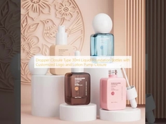 ड्रॉपर क्लोजर टाइप 30ml लिक्विड फाउंडेशन की बोतलें अनुकूलित लोगो और लोशन पंप क्लोजर के साथ